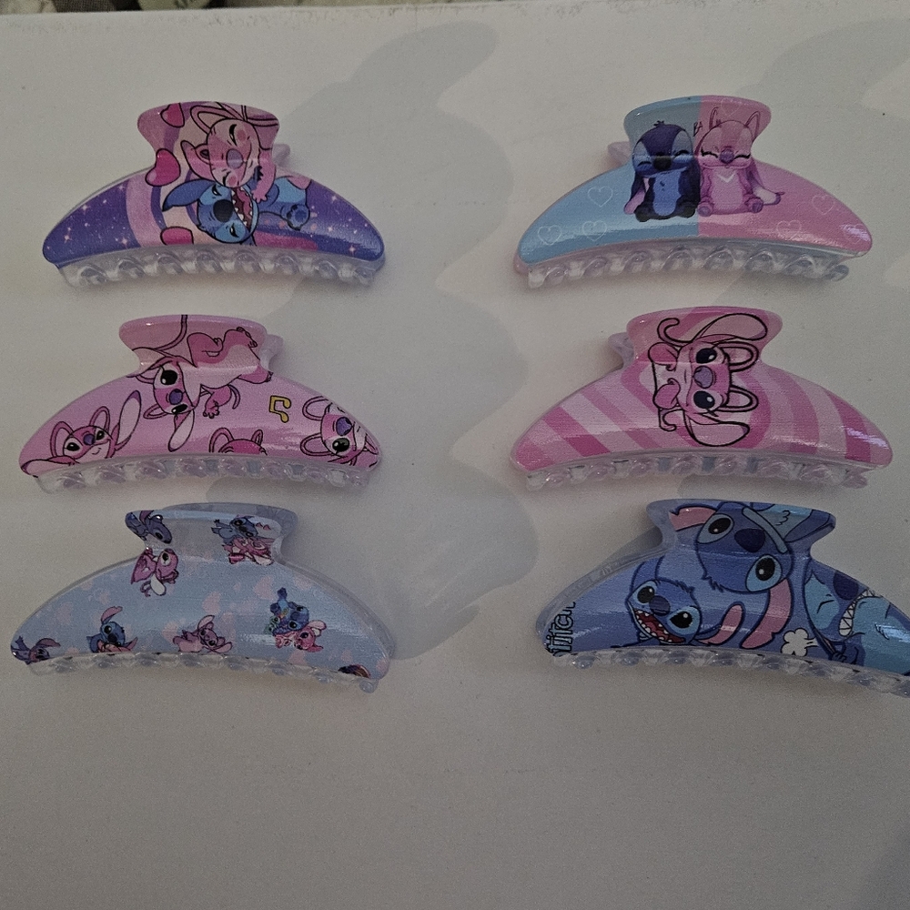 STITCH Hair CLAW Clips - Pink, Purple,